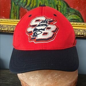 VTG Sturgeon Bay with lighthouse and boat on side Red & Black Baseball Cap